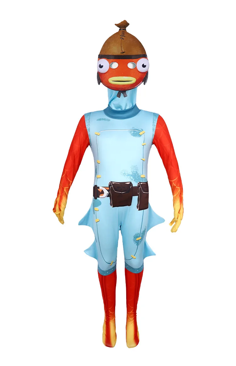 Disfraz de Cosplay de juego de Fishstick, mono naranja, ropa de Halloween