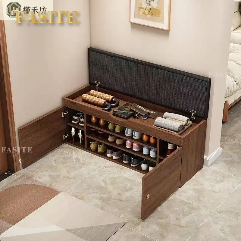 For Home Dormitory Wall Mounted Shoe Rack Integrated Sitting Stool Multi Functional Storage Cabinet Space Saving Entryway
