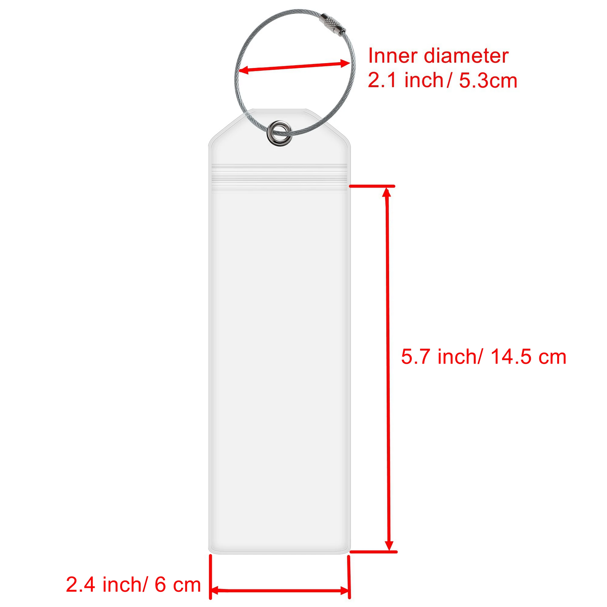 Lot De 12 Porte-Étiquettes Bagages Croisière 9x19cm - Transparent Étanche Zip + Boucles Acier