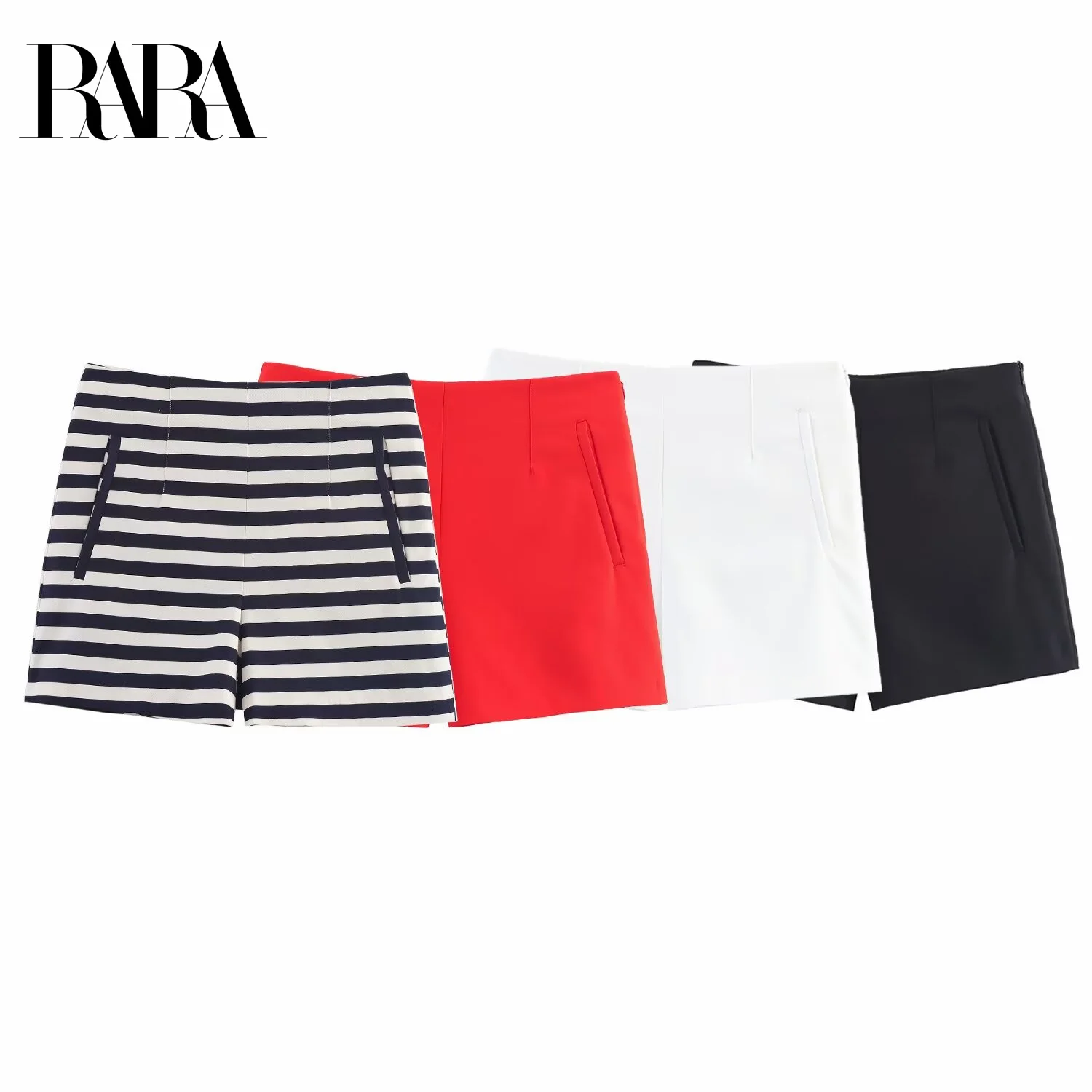 

RARA Women's Four - Color Optional Summer New Simple Basic Versatile High - Waist Straight - Leg Casual Mini Shorts