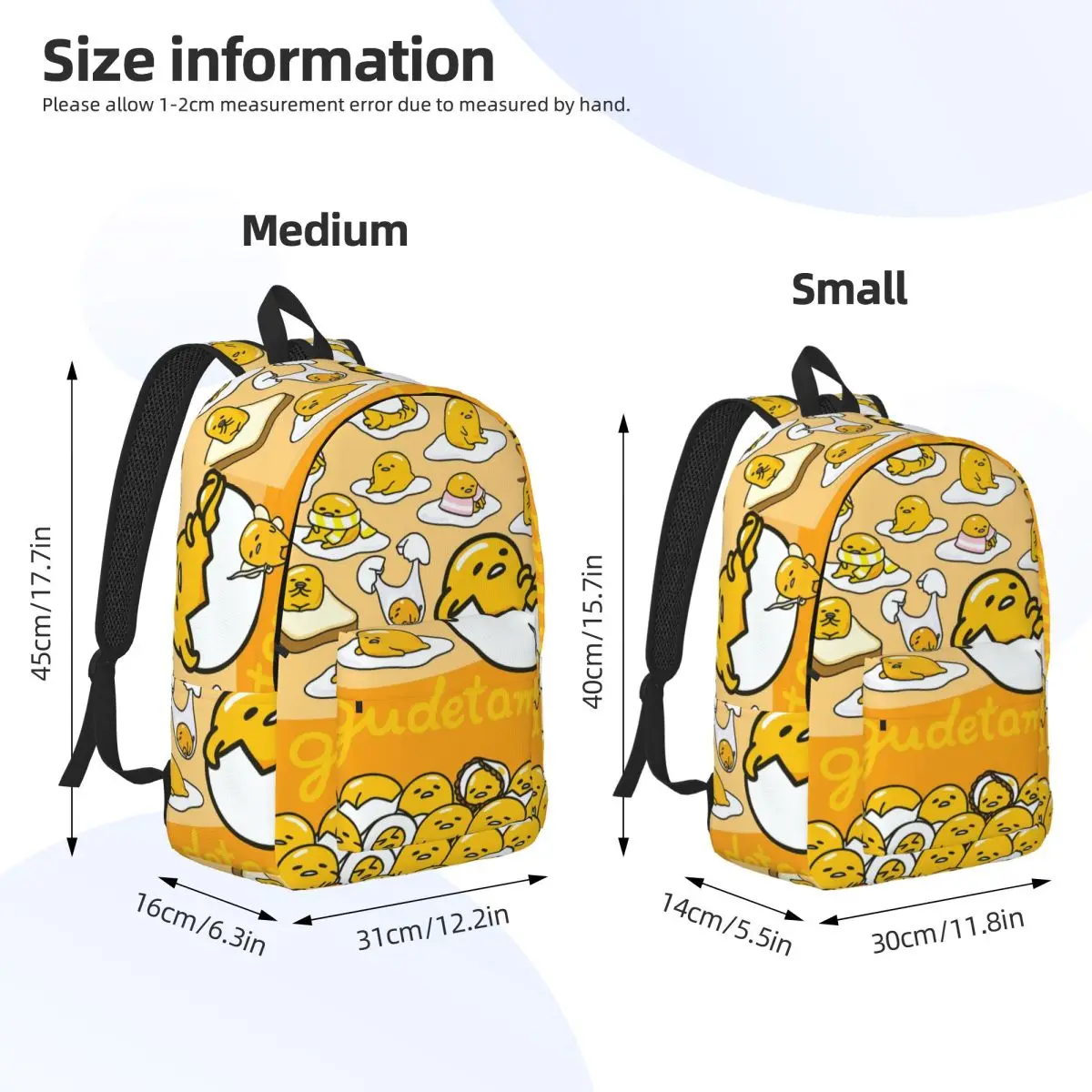 Gudetama Cute Egg Cartoon Backpack Middle High College School Student Bookbag Teens Daypack Durable