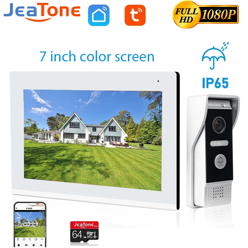 

Jeatone 7 Inch Video Intercom System Tuya Smart Home Doorbell Wireless WiFi IP 1080P Touch Door Intercom Entry Kit With Camera