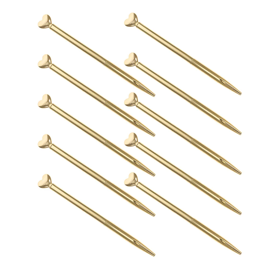 10Pcs Heart Shape Ballpoint Pens Sturdy Iron Retractable Pens for Signing Documents Daily Journaling Valentine's Day Wedding