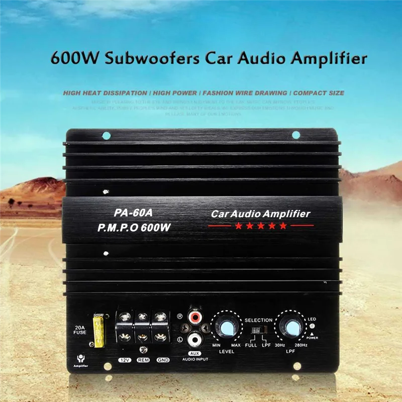N10R-PA-60A 600W 12V Power Amplifier Board For Home Car Audio Amplifier S Powerful Bass Subwoofers Amp For Mono Car Modi