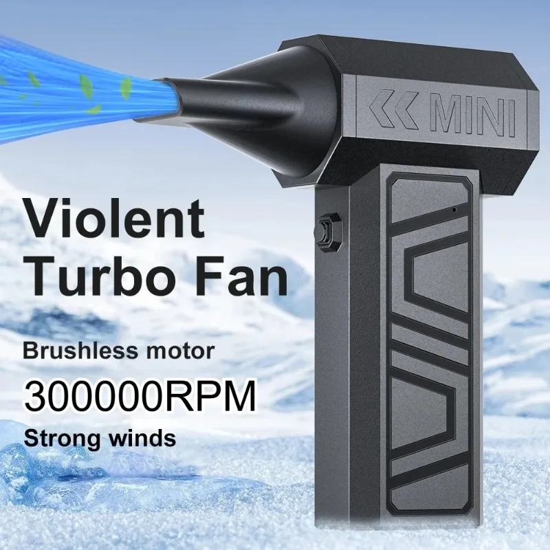 

300000RPM Air Blower 5 Outlet Nozzles Blowing leaf Type-C Charging Electric Turbo Jet Fan Tool Portable Duster for car cleaning