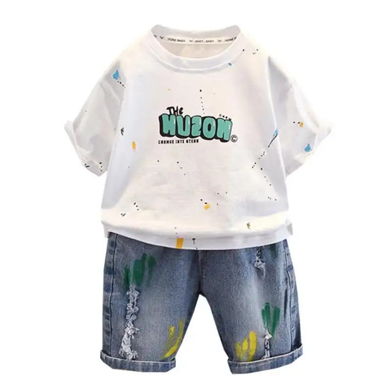 

Летний комплект одежды для мальчиков, футболки и шорты с рисунком для мальчиков, костюм из 2 предметов, детский модный комплект, детская уличная одежда для детей 2–11 лет