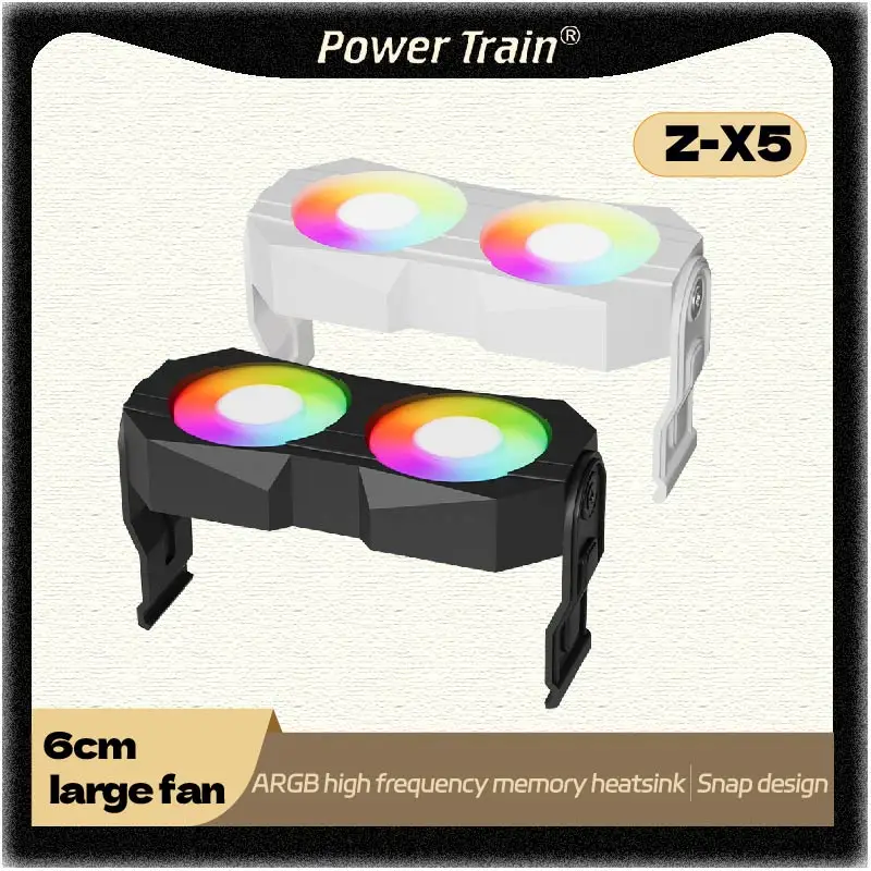 

Power Train Z-X5 Memory CoolerARGB divine light synchronous Memory Cooling Radiator Dual Fan supports DDR2/DDR3/DDR4/DDR5