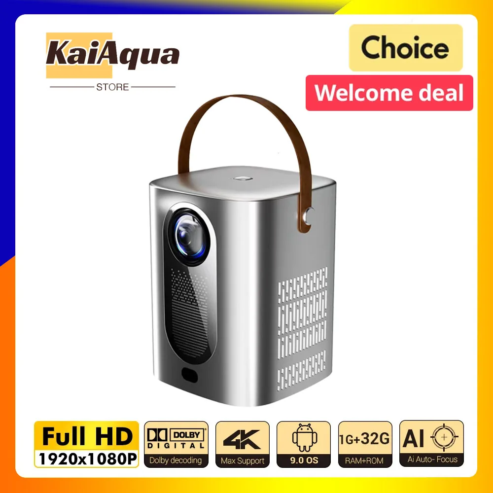 KaiAqua Portable Projector 18000Lumens 5G WiFi Bluetooth Theater Projector Support Full HD 1080P Display Home Cinema Projector