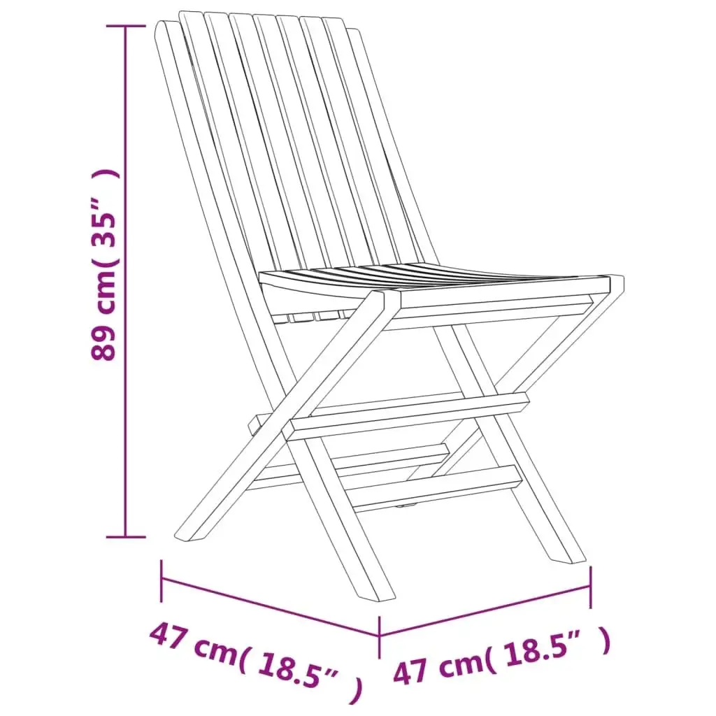 4-teiliges klappbares Terrassenstuhl-Set – massives Teakholz, 18,5 x 18,5 x 35 Sitzgelegenheiten für den Außenbereich