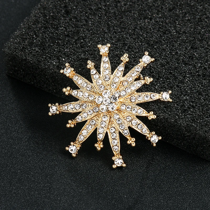 Factory Directly Rhinestones Starburst Brooch Pins