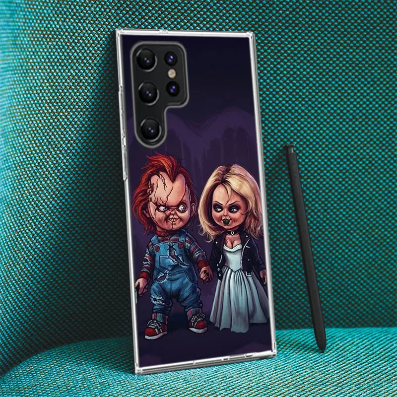 Chucky Doll Horror Movie Clear Phone Case For Samsung Galaxy S20 S21 S23 FE S22 Plus S24 Ultra S10 S10E S9 S8 Soft Back Cover