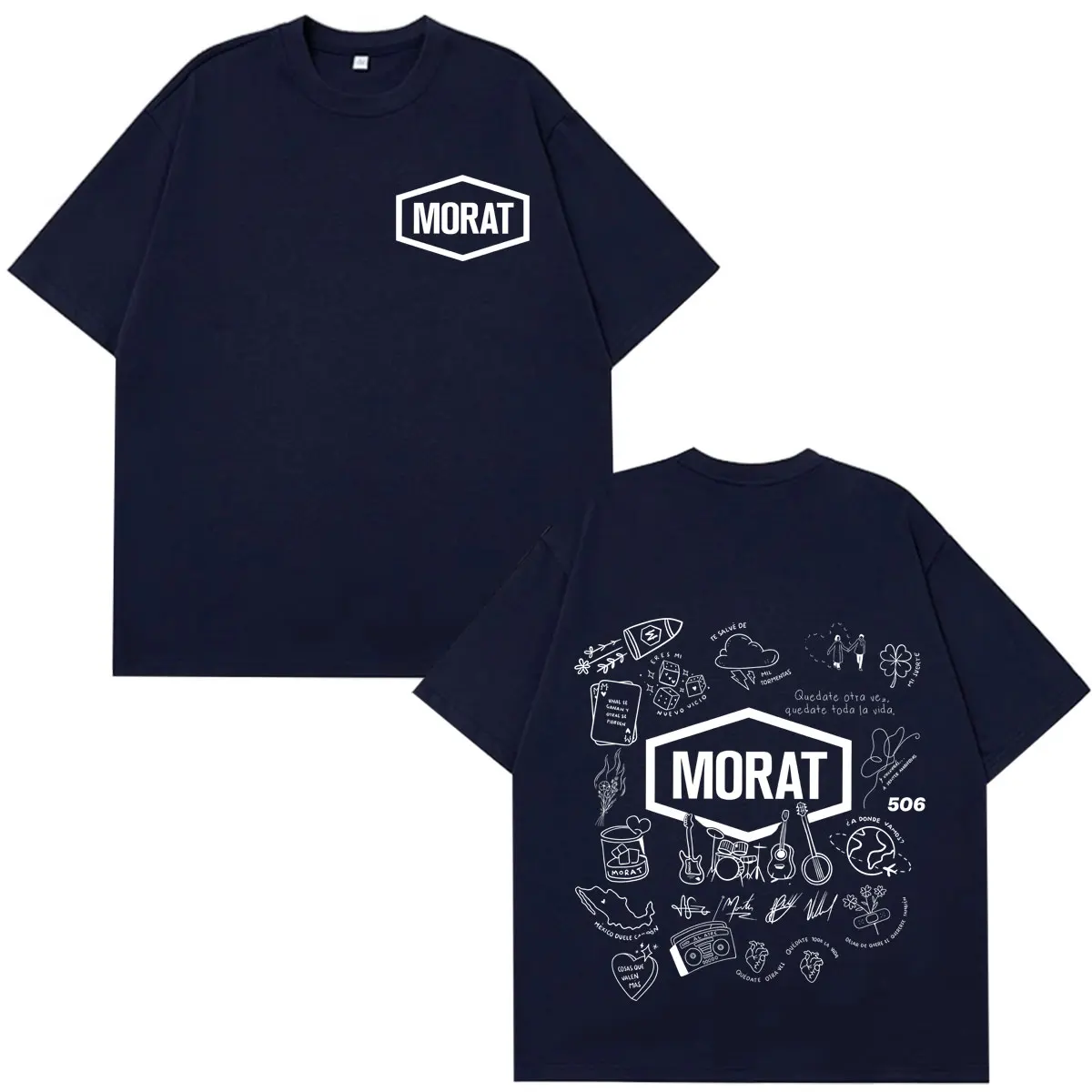 Band Morat World Tour Album 2026 Print T-Shirt für Männer und Frauen, Modische T-Shirts, Kurzarm, Locker, Lässig, Baumwolle, Oversized T-Shirts – Detail 4