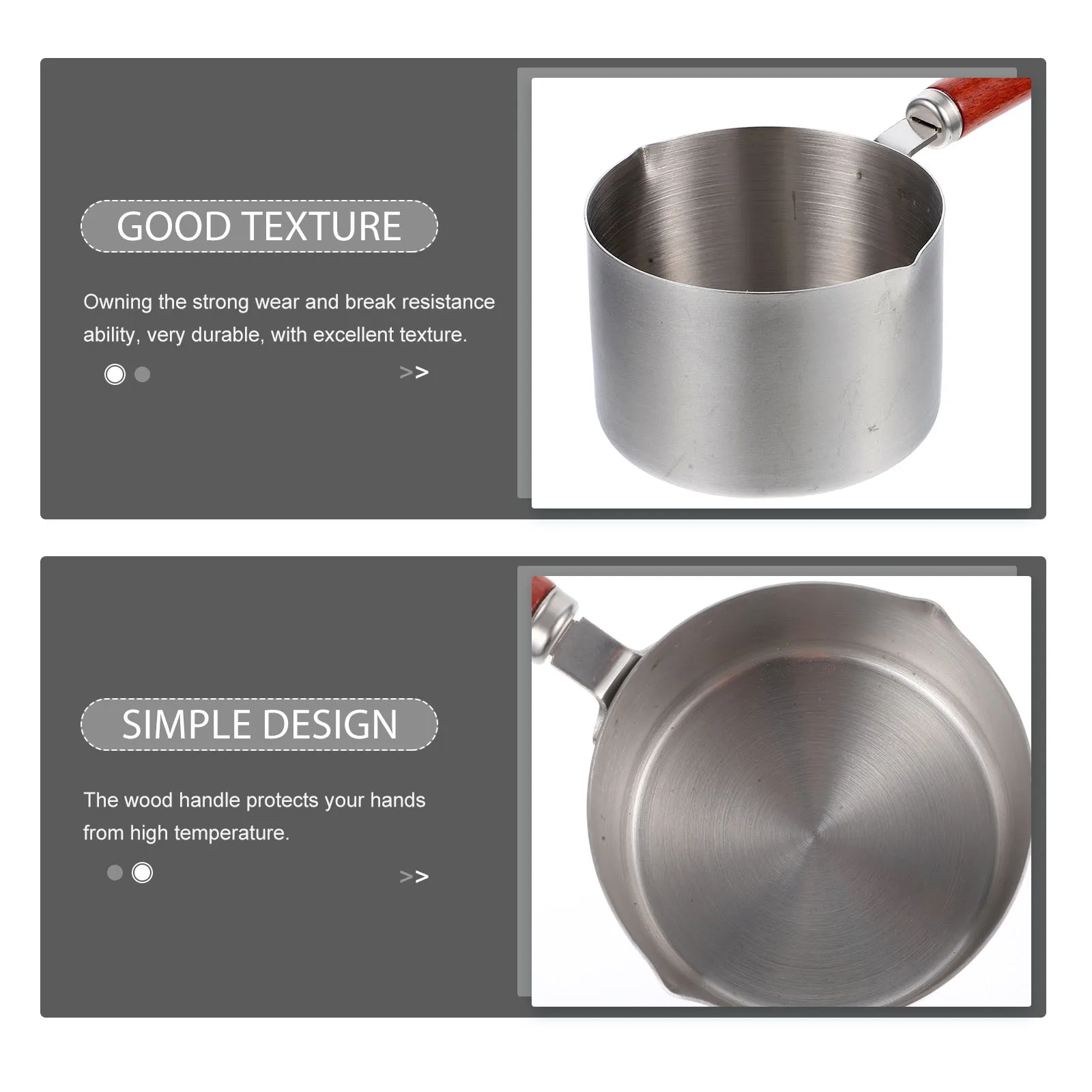 

Stainless Steel PU H Small Pour Spout Pot Wood Stainless Steel Wok Oil Pan Kitchen Cooking Tool