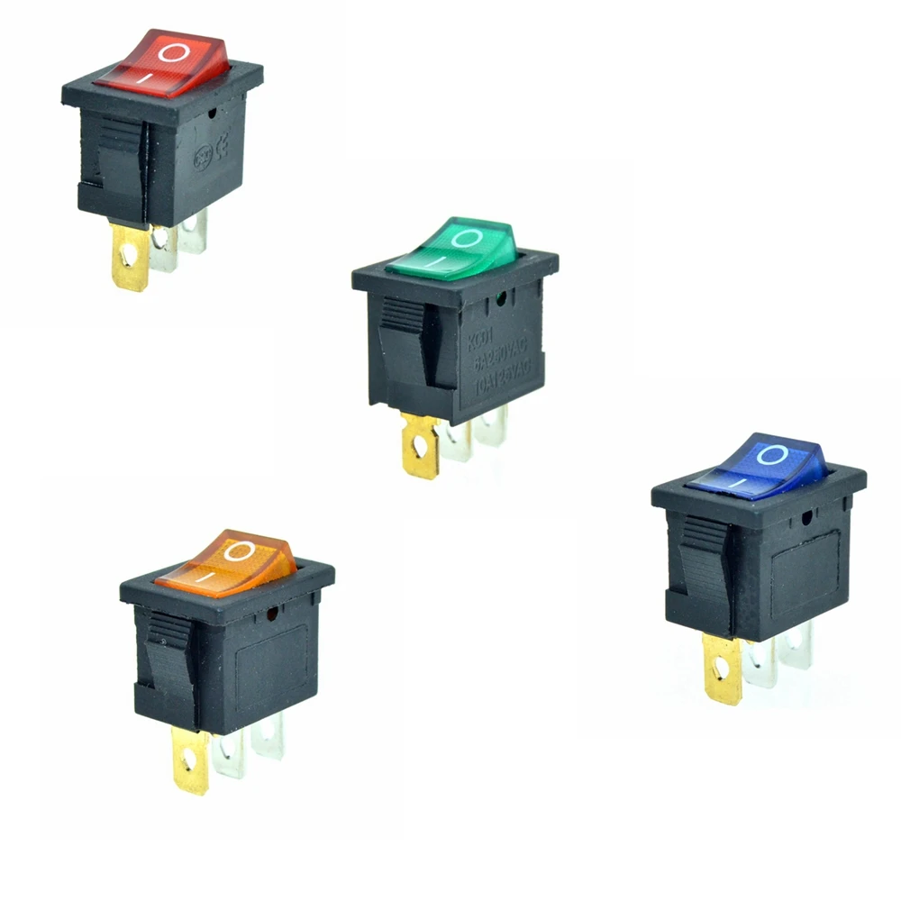2Pin 3Pin SPST SPDT Car Rocker Boat Switch ON/OFF ON/ON 2 Positions Red Blue Black Green 12V 6A/10A 250V/125VAC 19x13mm Mount