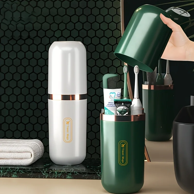 1pc Portable Travel Toothbrush Cup - Can store toothbrushes, toothpaste, mouthwash cup - Lightweight - Perfect for home and outdoor use - The perfect Christmas gift, a must-have for travel hygiene.not suitable for electric toothbrushes.