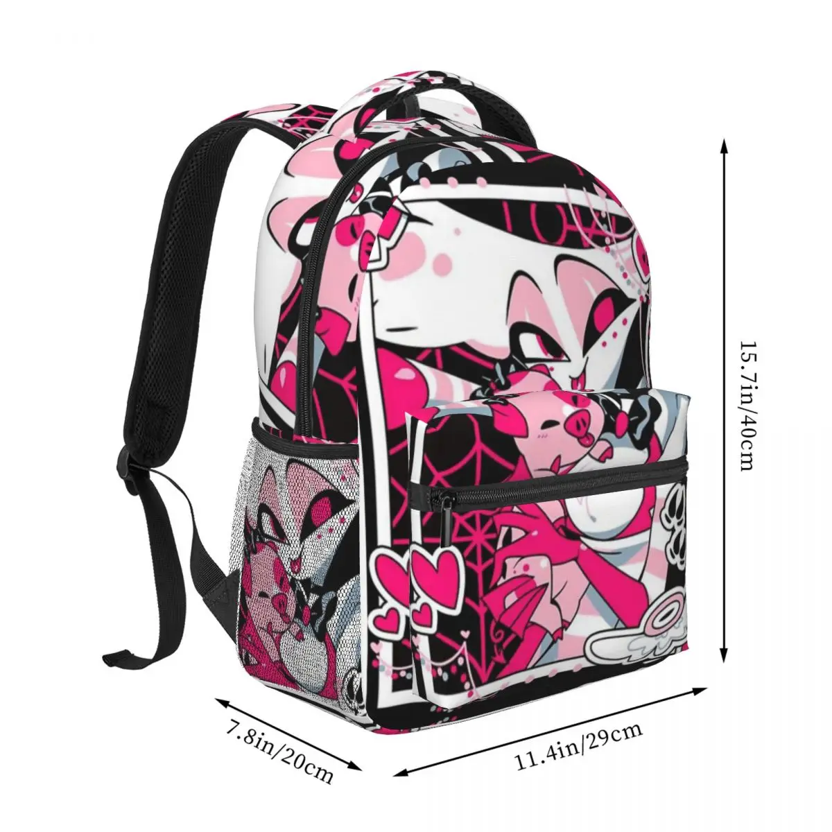 Angel Dust And Fat Nugget Selfie - Hazbin-Hotel Printed Lightweight Casual Schoolbag For School, Outdoor, Shopping, Office 16in