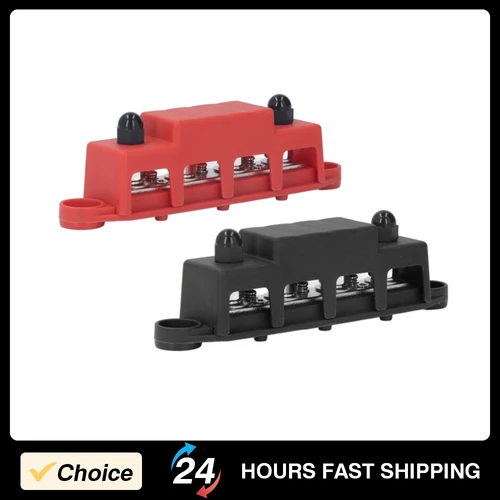 Bloque de distribución de energía, barra colectora, 48V, 250A, tornillo M8, 4 terminales, bloque de distribución de energía, accesorios para automóviles y barcos, 2 uds.