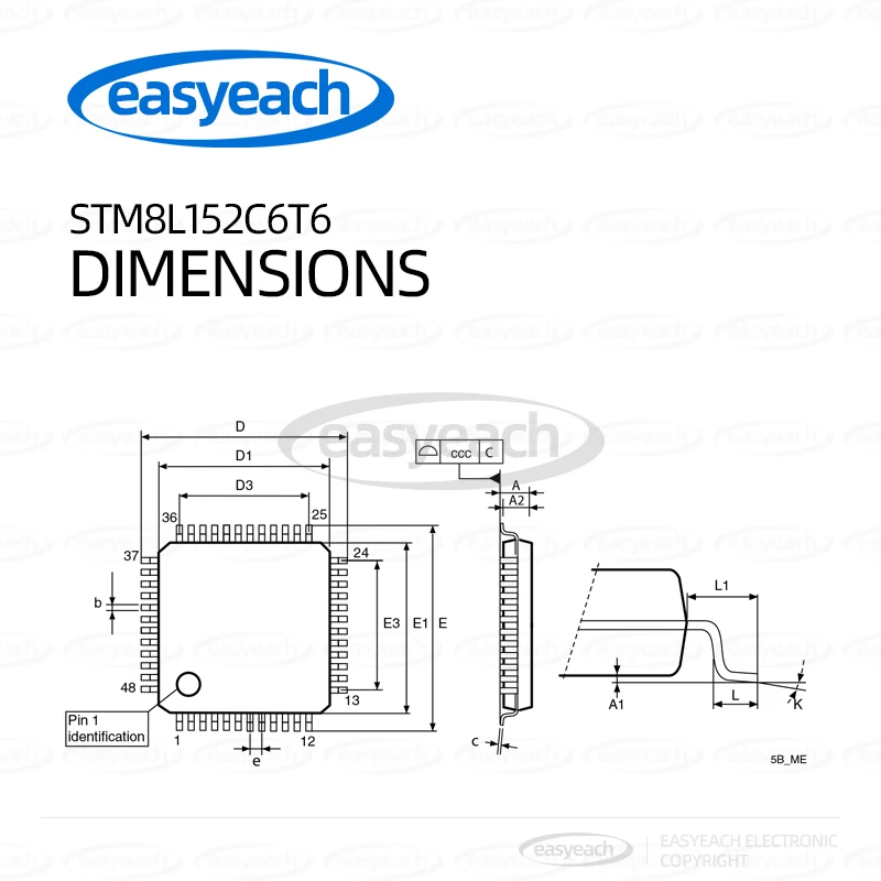 STM8L152C6T6 LQFP-48 16MHz/32KB Flash/8-bit Microcontroller-MCU Microcontroller