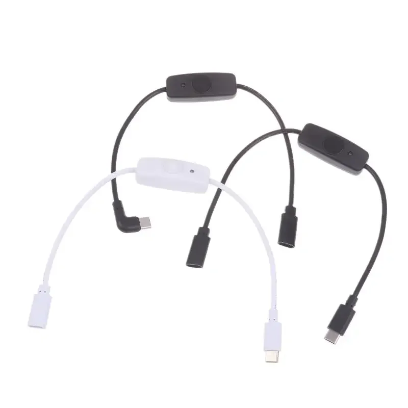 【YY】1/3Pcs Short USB C Extension Cable w/ ON Off Switch USB-C to Type C Power Supply Cord 5V 2A for USB Fan LED Strips Desk Lamp