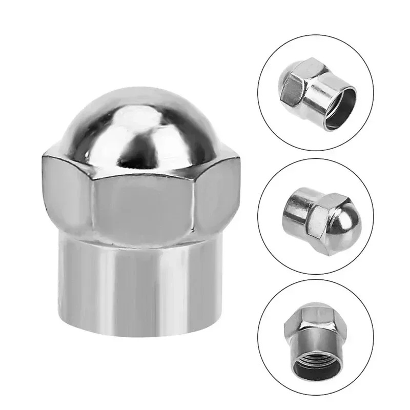 Car Tire Valve Caps Silver Round Head Chrome Plating Dust Proof Covers Cars Motorcycles Bike Tyre Styling Valve Cap Accessories