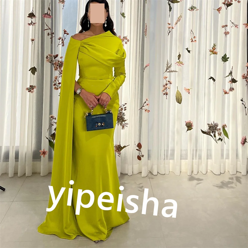 Personalizadojersey plissado formal noite bainha fora do ombro sob medida vestido de ocasião vestidos longos