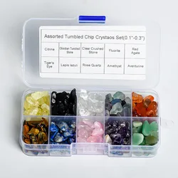 1 Box Of 10 Kinds Rare High Quality Crystal Gem Chips Box Reiki And Houseplants, Fishing Tank Filler Jewelry Making Decor Garden