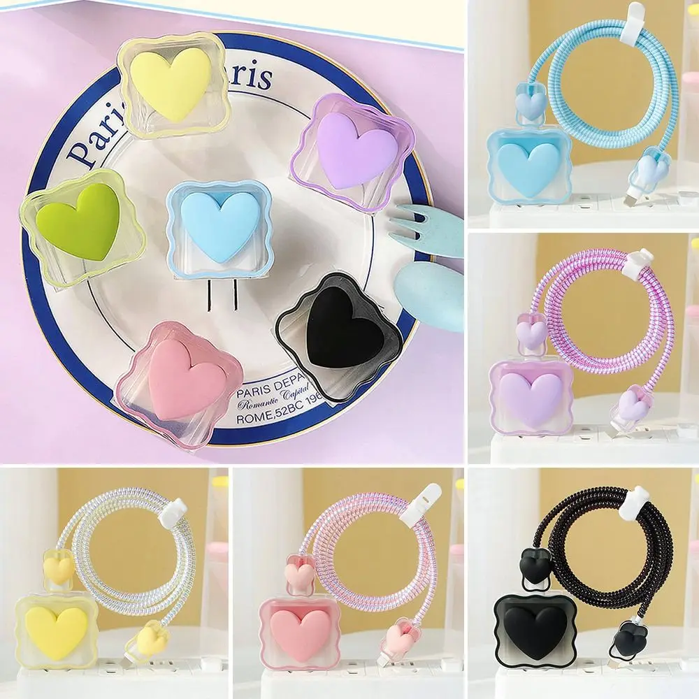 18/20W Cute Transparent Charging Cable Protector Charger Head Cover Data Line Cover Cable Protector Case For iPhone