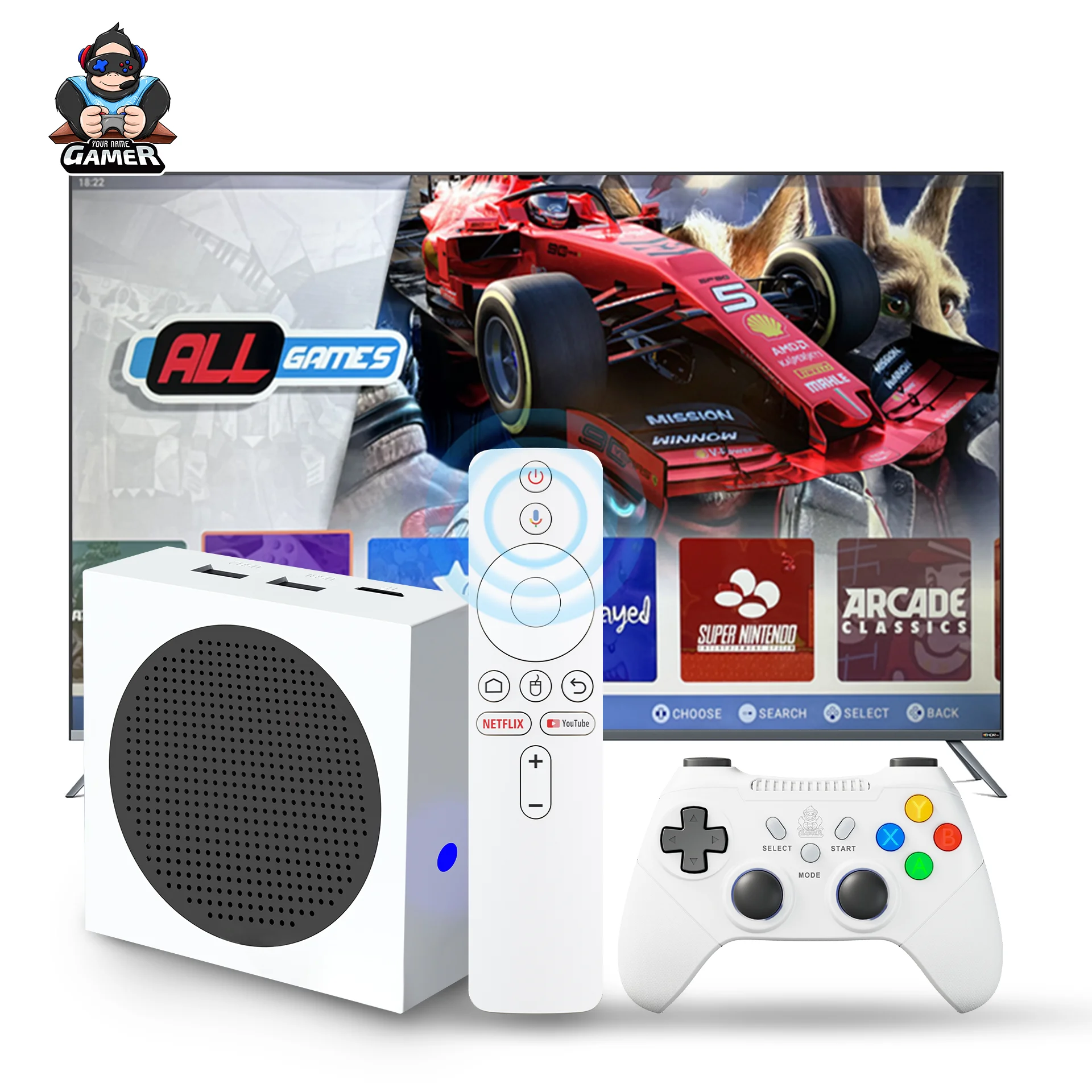 

ZOKU 2025 New Design G8 Video Game Box 128GB Android 14 Amlogic S905Y2 60000+retro Games 400+PSP Games Dual Wireless Controllers