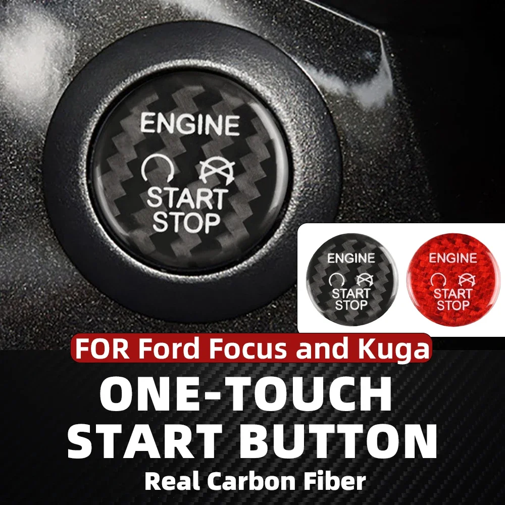 

Real Carbon Fiber Sticker Car Start Stop Engine Switch Button Cover Trim For Ford Focus Kuga Accessoire Auto Modifications Black