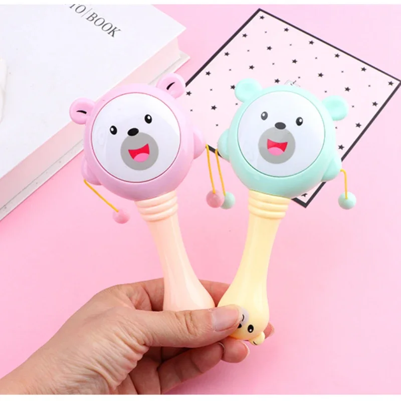 Baby Cartoon Rattle Toy Ring Bell Toy Comforting Baby Animal Rattle Baby Early Education Handbell Kid\'stoys 0-3 Y Random Color