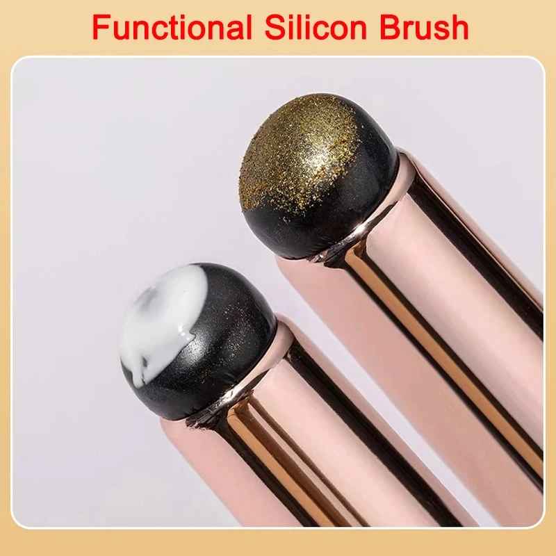 1 Pc Reusable Nail Art Silicone Applicator Stick Pigment Dust Applying Gradient Shading Pen Easy-Smudge Powder Nail Brushes Tool