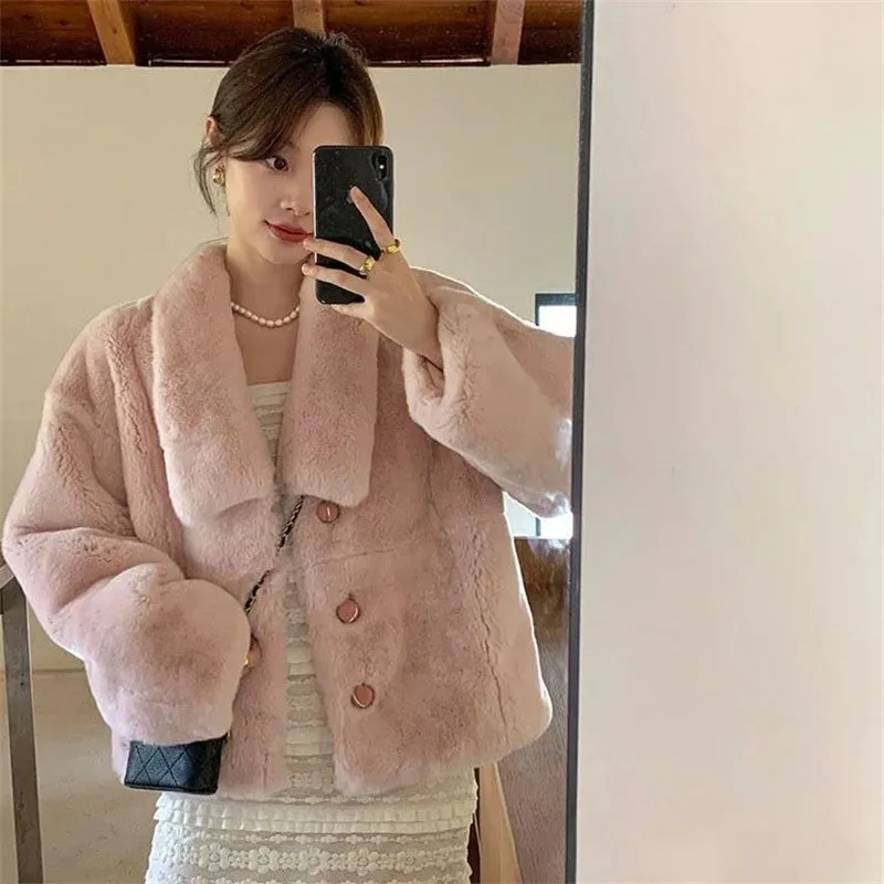 Autumn Winter Female New Casual Thick Fur Coat Korean Women Fashion Plush Tops Outwear 2025 Ladies Long Sleeves Faux Fur Jacket