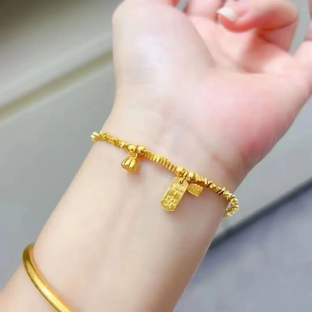 Gold-plated Lotus Bracelet Women's Niche New Style Elegant All-match High-end Sense Design Fashionable Stamping Rope