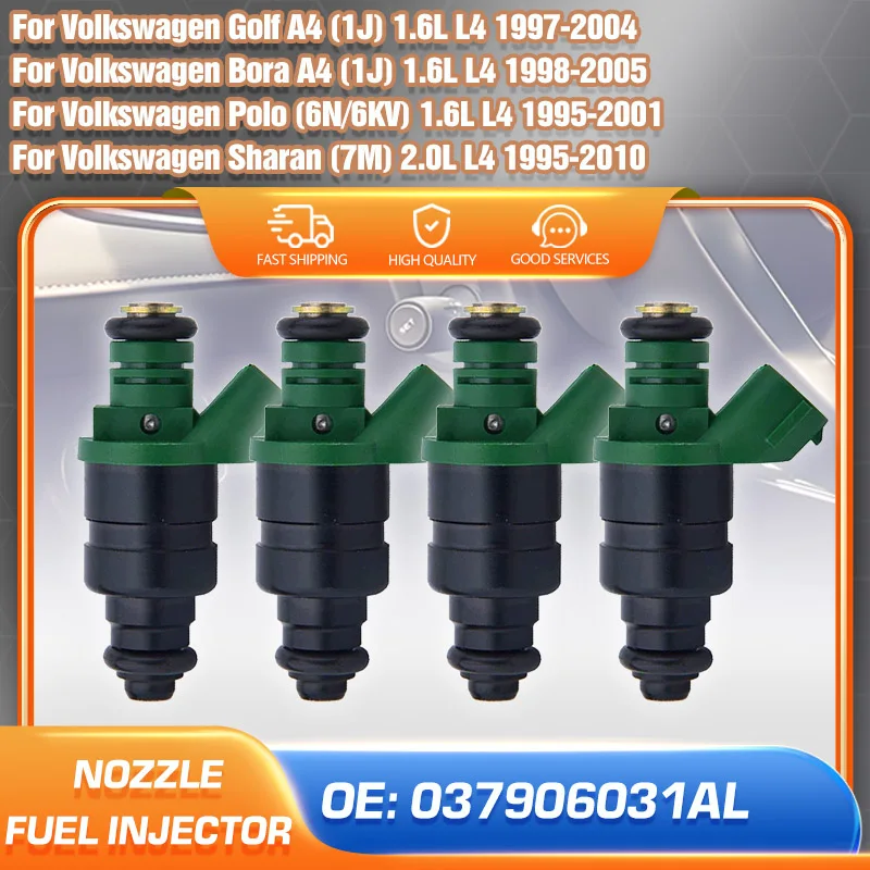 

Fuel Injector Nozzle For Volkswagen Golf Bora 1997-2004 Volkswagen Polo 1995-2001 1.6L L4 Volkswagen Sharan 2.0L L4 1995-2010