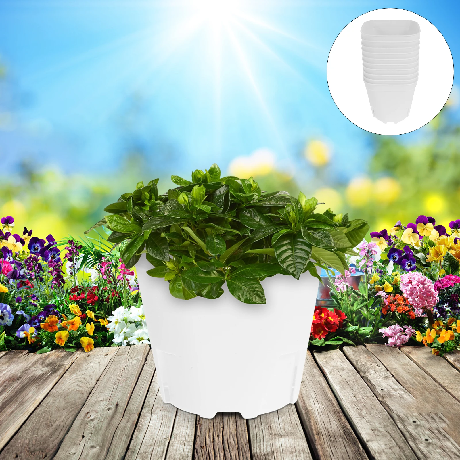 

10 Pcs Root Control Breathable Square Plastic Flower Pots Seedling Nursery Garden Drainage Holes for Outdoor
