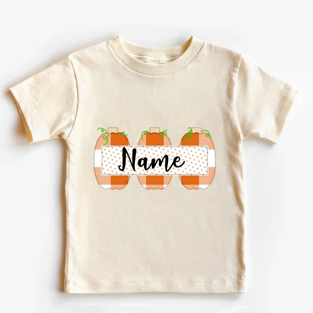 Halloween Pumpkin Shirt Personalized Name T-Shirt Pumpkin PatchCustom Name Thanksgiving Toddler Tshirt Fall Clothes