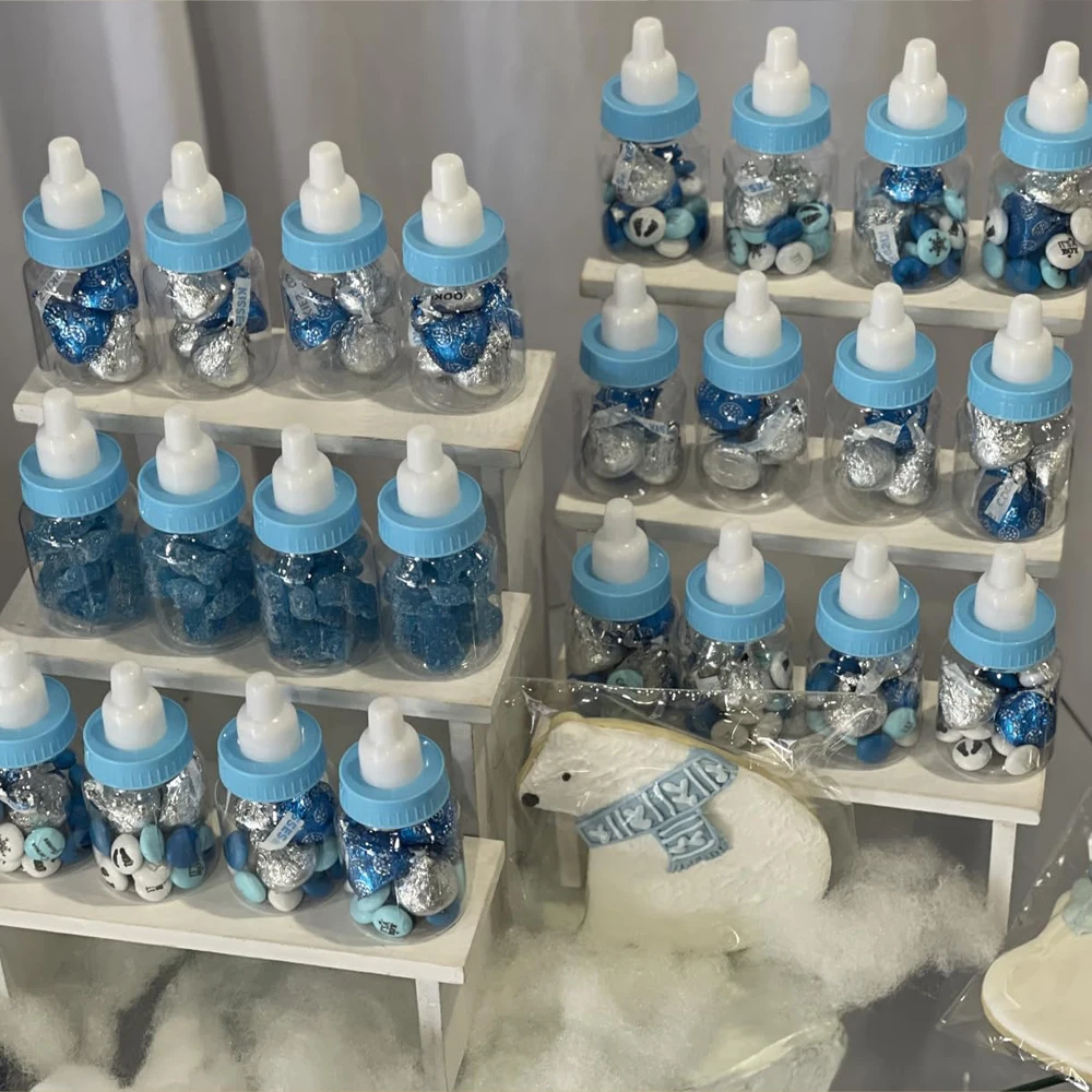Baby Shower Blue Pink Mini Milk Bottle Candy Box Baby Boy Girl Newborn Party Favor Gift Boxes Gender Reveal Birthday Party Decor