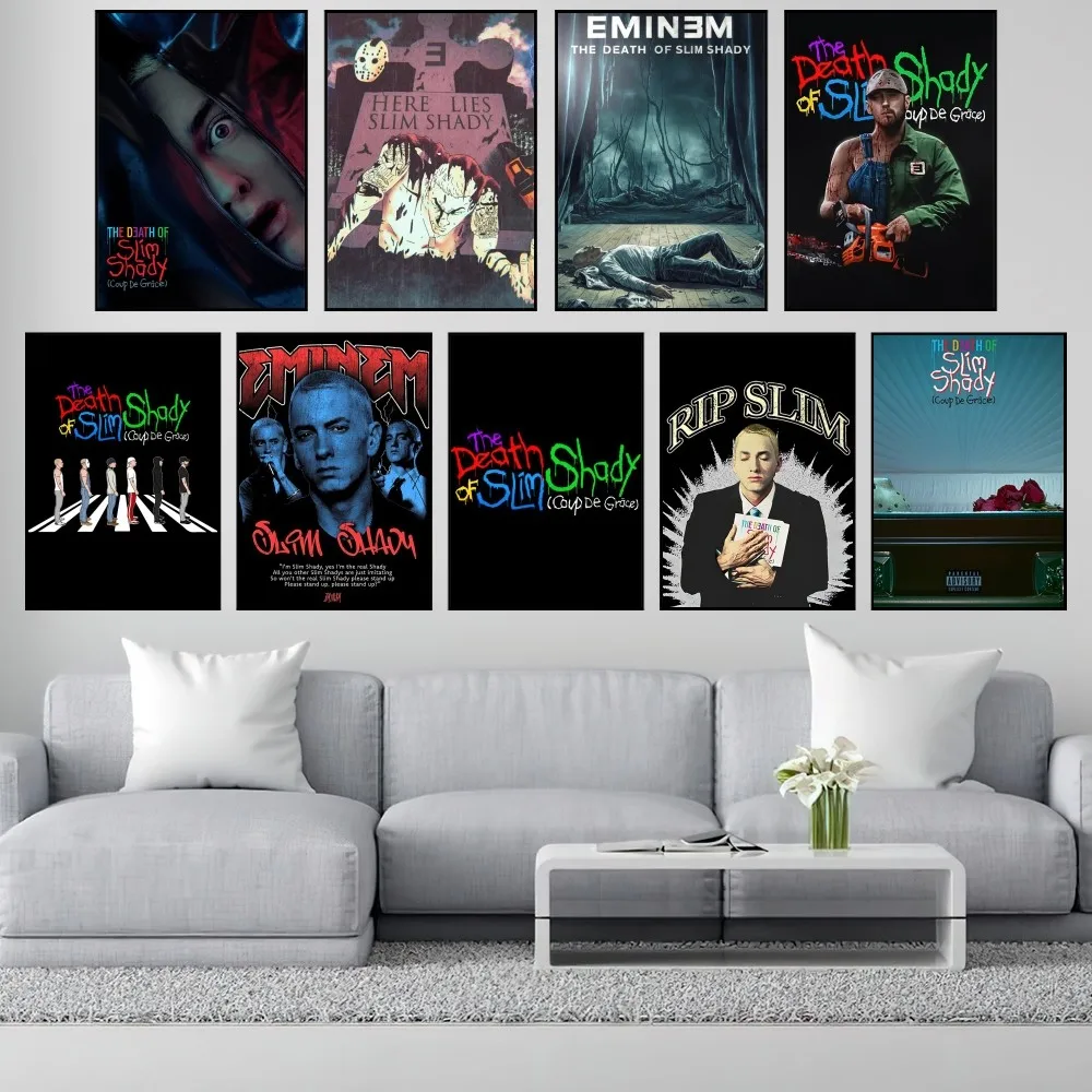 Rapper Eminem The Death of Slim Shady P Poster Small Living Room Bar Decorate Stickers Wall Office Study Fashion