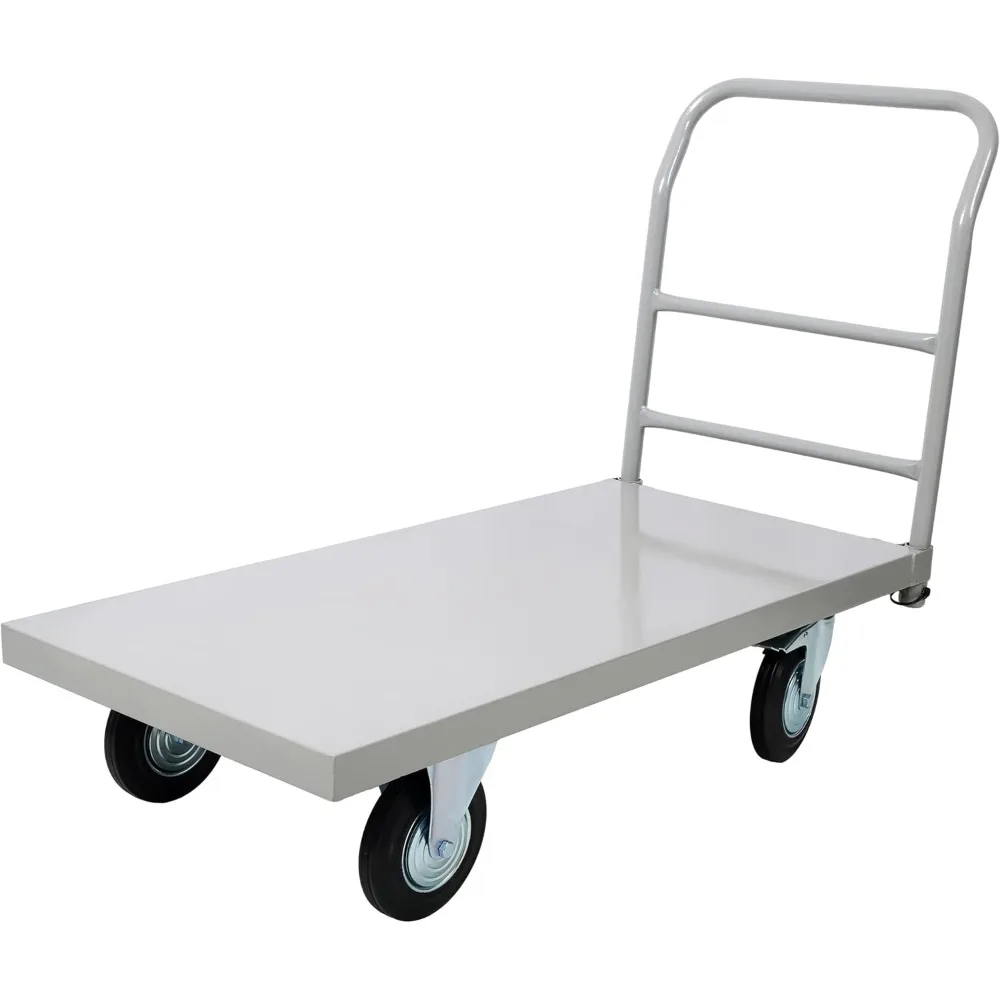 Carrinho de dolly plano para caminhão com plataforma resistente com rodas, capacidade de 2.000 lb, deck de aço de 24 x 48 polegadas, cinza