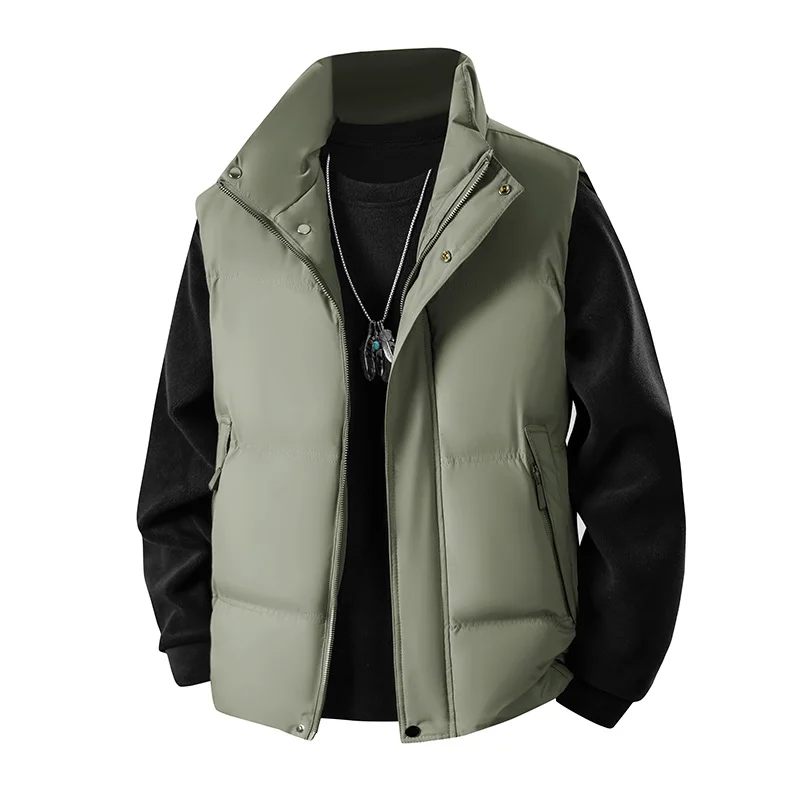 

The new winter fashion trend casual vest is a versatile American high street style simple solid color stand-up collar warm waist