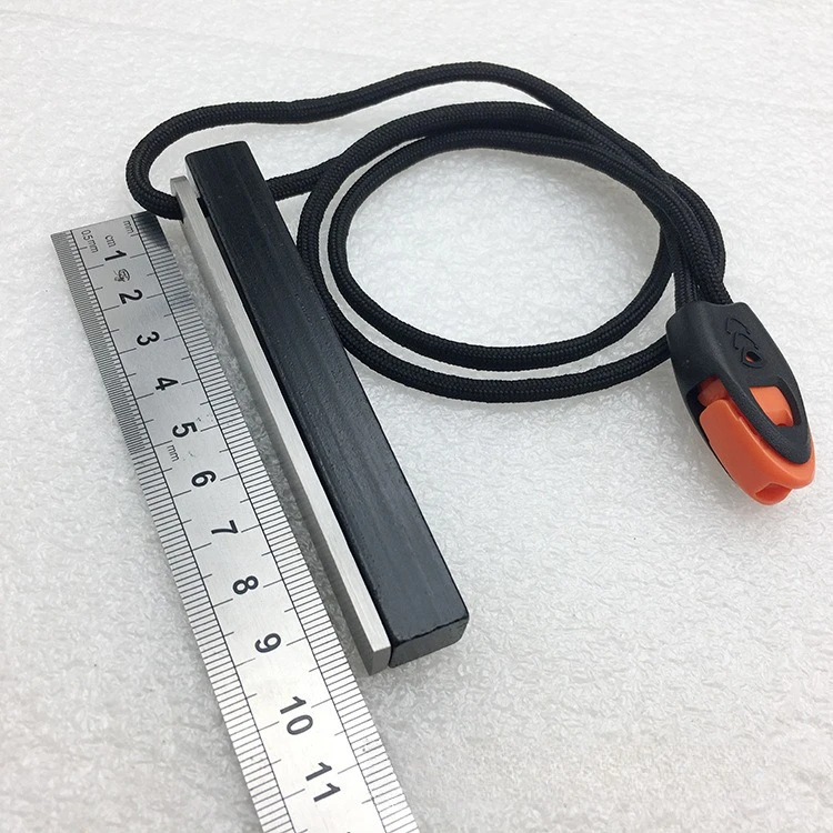 12X12X100mm  Rectangular Ignition Rod with White Steel Scraper for Survival Whistle with Hole Ignition Magnesium Rod Set