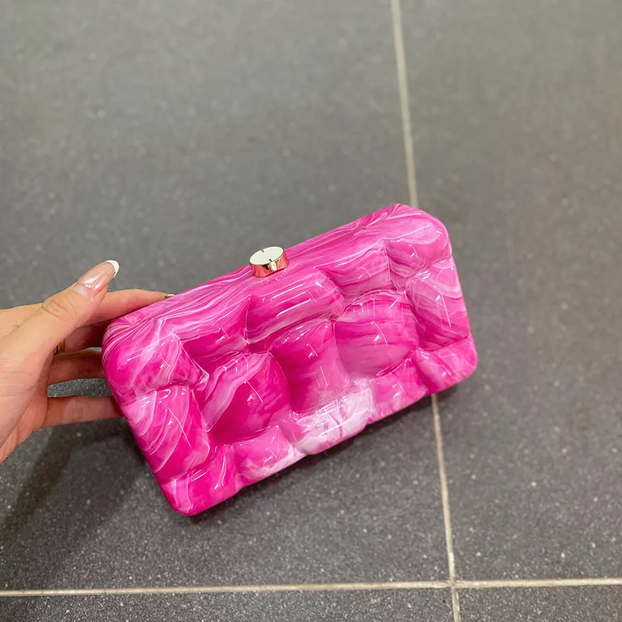 

American Single Shoulder Crossbody Bag Shaped Shell Acrylic Bag Fashion Wedding Banquet Clutch Bag