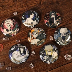 Anime NARUTO Uchiha Itachi Sasuke Hatake Kakashi Namikaze Minato Cosplay Badge Pin SPTE Tinplate Brooch Accessories Prop