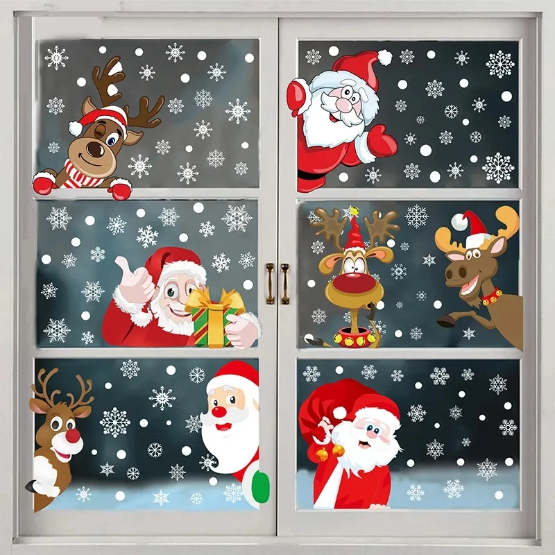 MissDeer Christmas Santa Claus Window Stickers Wall Ornaments Pendant Merry Christmas For Home Decor New Year Glass Decal