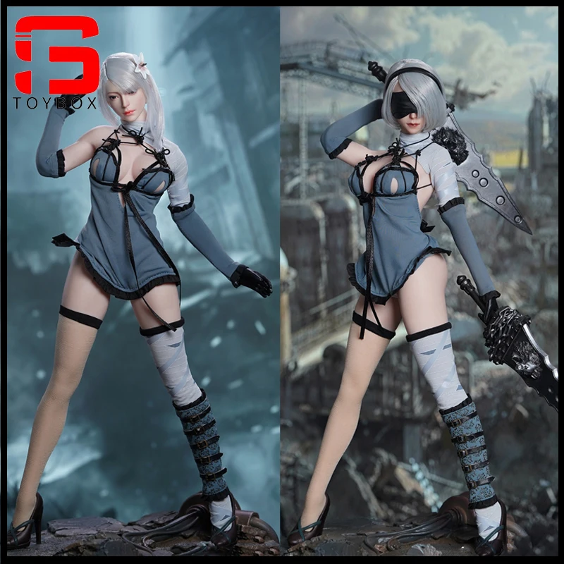 

SUPER DUCK SET069 1/6 Robot 2B Head Sculpt Nightshirt Costume Clothes Model Fit 12'' TBL S42A Action Figure Body