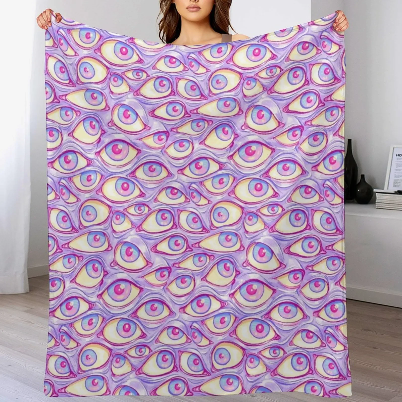 Wall of Eyes in Purple Throw Blanket decorative Fashion Sofas Hair manga Blankets