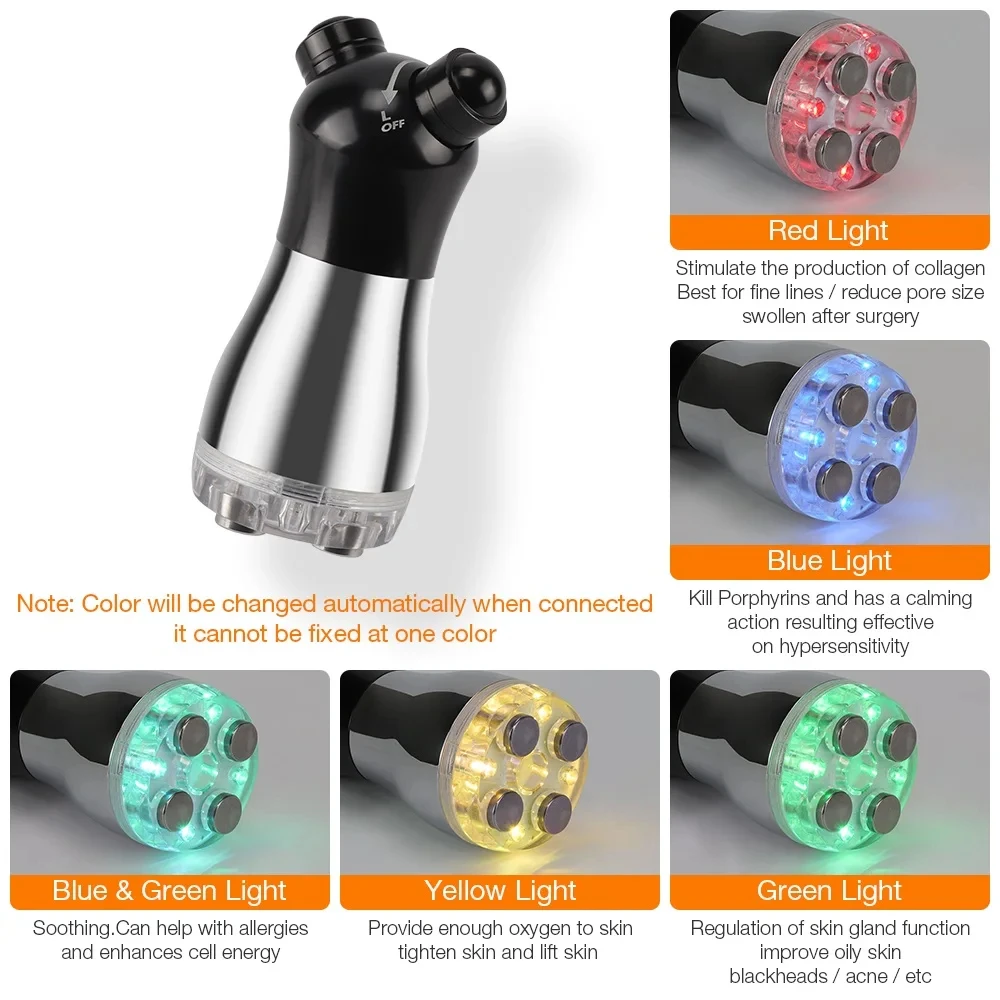 Multicolor Led Facial RF Beauty Device With Massage Head For Skin Firming Brightening Relaxation And Personal Face Care Tool