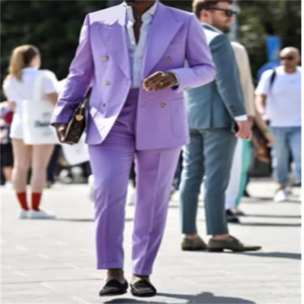 

Custom Made Handsome One Button Purple Men Suits Slim Fit Groomsmen Tuxedo For Wedding Dress Dinner Party 2 Piece (Jacket+Pants)