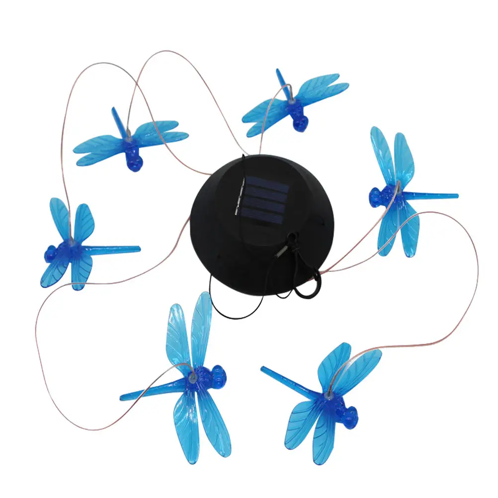 

Outdoor Solar Lights Luminous Dragonfly Wind Chime Chimes for outside Chandelier Powered Dragonflies Blue