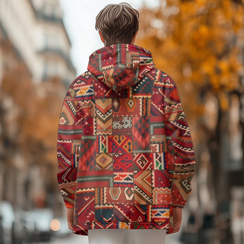 Man winter clothing, New in Down Coats, Red pattern graffiti design cotton-padded jacket clothing, feather print pocket zipper